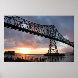 Póster El Puente Astoria-Megler Al Amanecer
