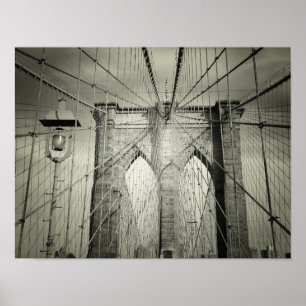 Póster El puente de Brooklyn en blanco y negro, pequeño