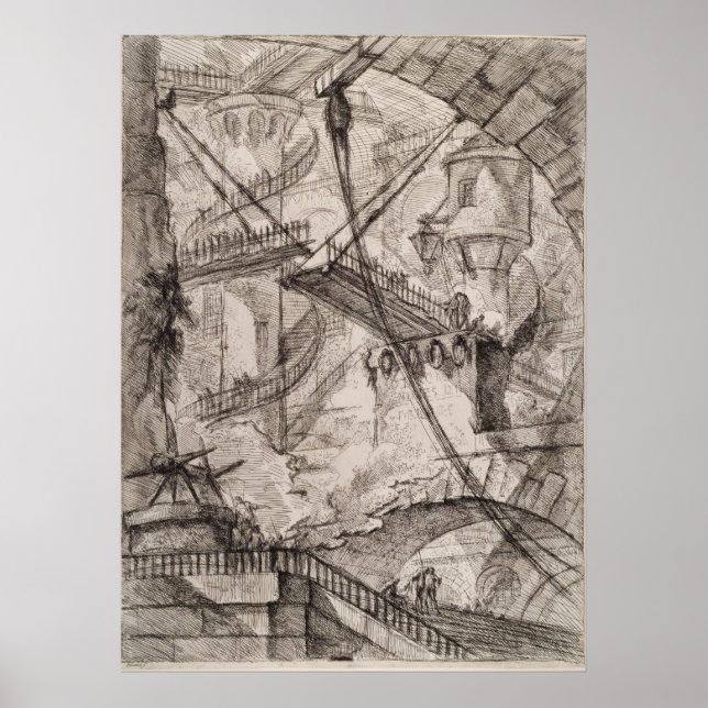 Póster El puente de drenaje, Giovanni Battista Piranesi (Frente)