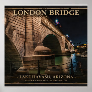 Póster El puente de Londres por la noche