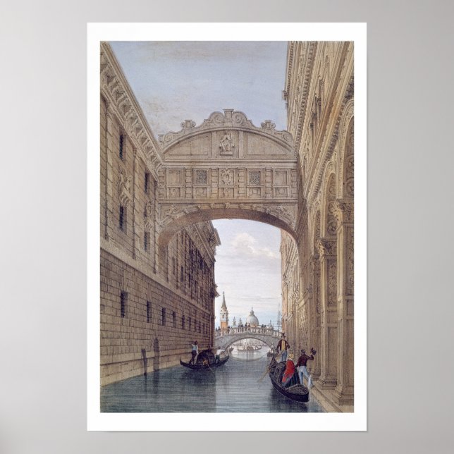 Póster El puente de los suspiros, Venecia, grabado por Le (Frente)