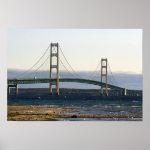 Póster El puente de Mackinac atravesando los Estrechos de