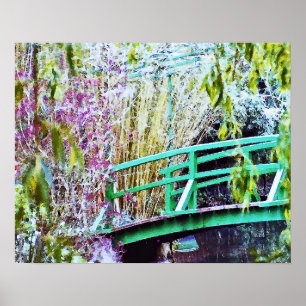 Póster El puente de Monet con las flores