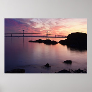 Póster El puente de Newport (Pell) en el crepúsculo