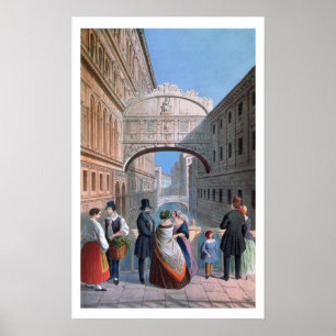 Póster El puente de suspiros, Venecia, grabada por