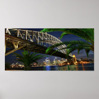 Póster El puente del puerto de Sydney de noche