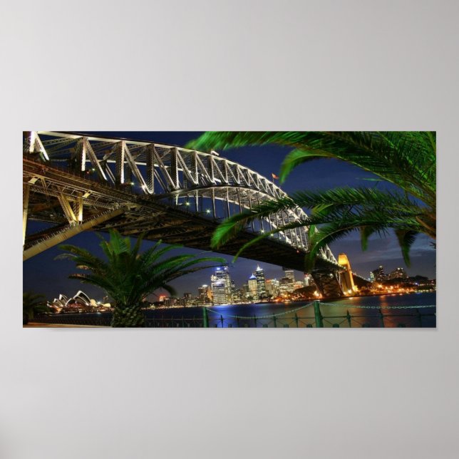 Póster El puente del puerto de Sydney de noche (Frente)