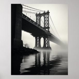 Póster El puente Golden Gate en blanco y negro impresiona