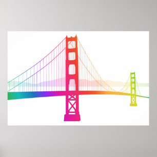 Póster El puente Golden Gate   Estilo Arcoiris
