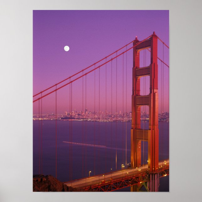 Póster El puente Golden Gate poco después de la puesta de (Frente)