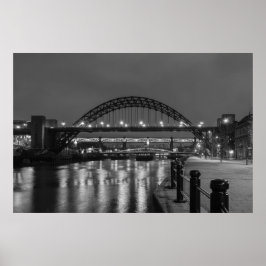 Póster El puente Tyne de noche