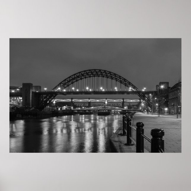 Póster El puente Tyne de noche (Frente)