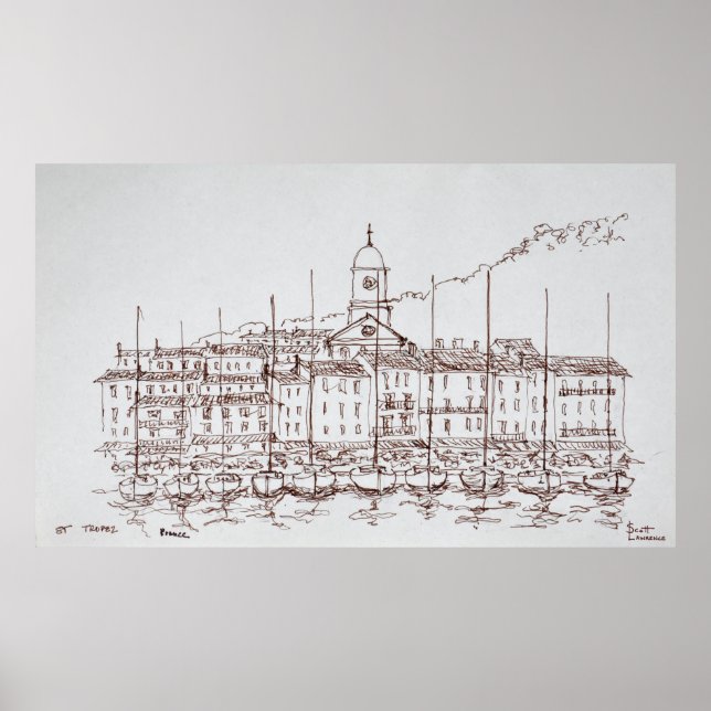 Póster El puerto, Saint-Tropez | Riviera francesa, Franci (Frente)