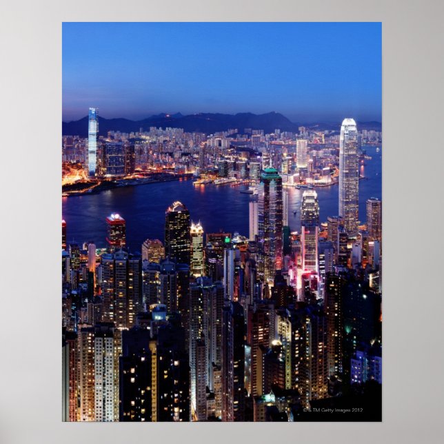Póster El puerto Victoria de Hong Kong de noche (Frente)