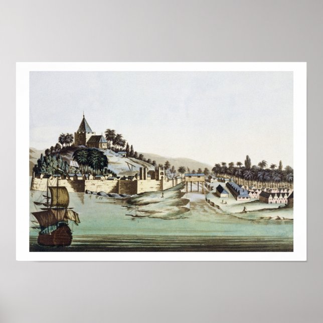 Póster El puerto y la ciudad de Malacca, Malasia, ilustra (Frente)