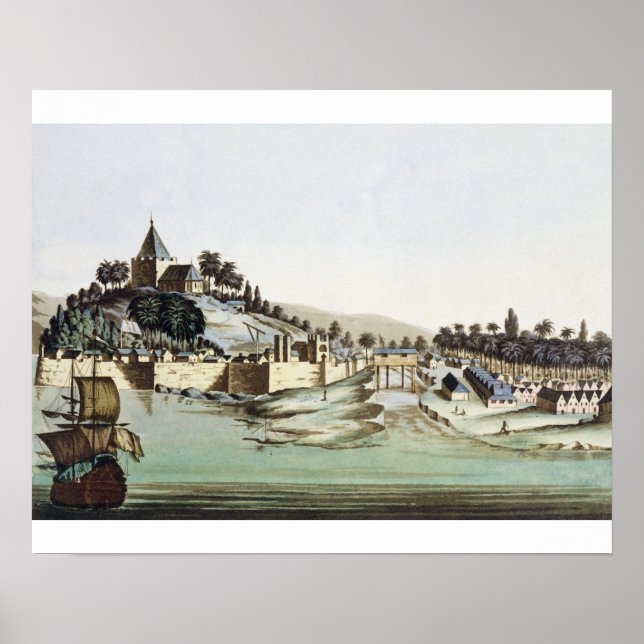 Póster El puerto y la ciudad de Malacca, Malasia, ilustra (Frente)