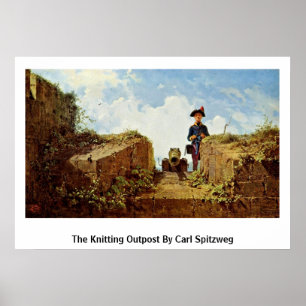 Póster El puesto avanzado que hace punto de Carl Spitzweg