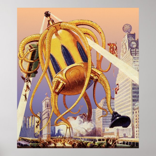 Póster El pulpo de la invasión de la guerra de extranjero (Frente)