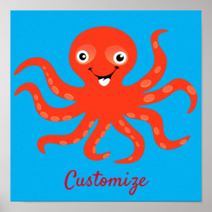 Póster El pulpo sonriente rojo agudo Thunder_Cove