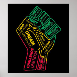 Póster El puño motivacional del héroe de la historia negr