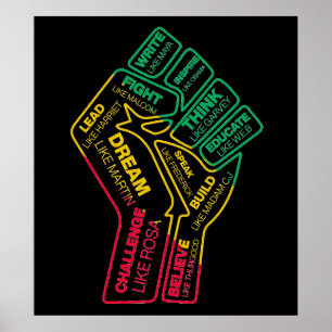 Póster El puño motivacional del héroe de la historia negr