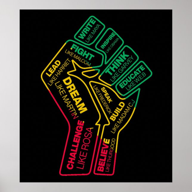 Póster El puño motivacional del héroe de la historia negr (Frente)
