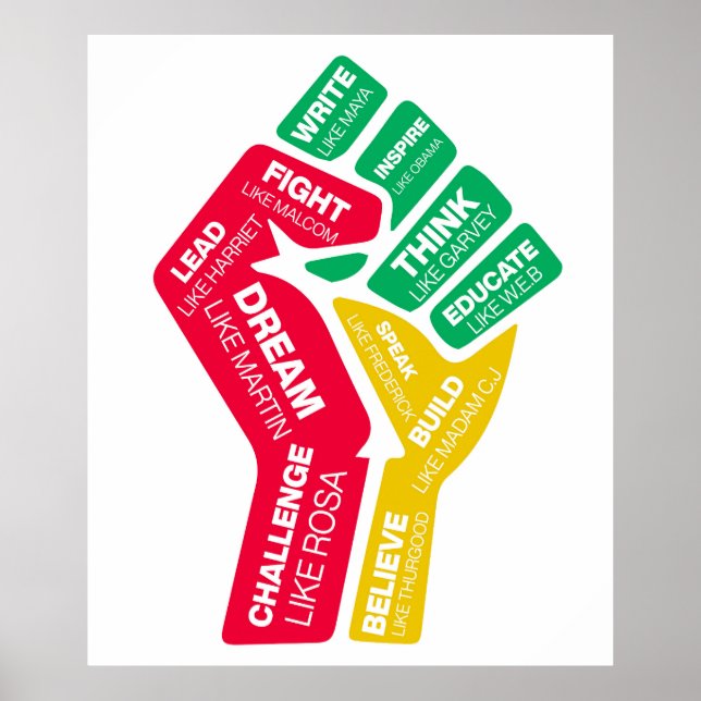 Póster El puño motivacional del héroe de la historia negr (Frente)