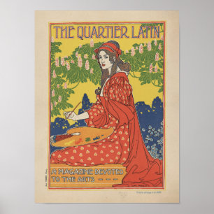 Póster El Quartier Latin 1890 Revista Vintage