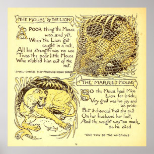 Póster El ratón y el león Walter Crane