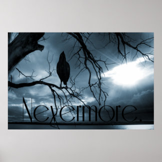 Póster El Raven - Nevermore Sunbeams & Tree Blue