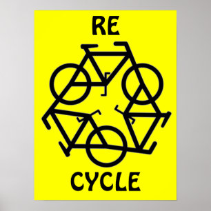 Póster El RE CICLO recicla símbolo de la bicicleta