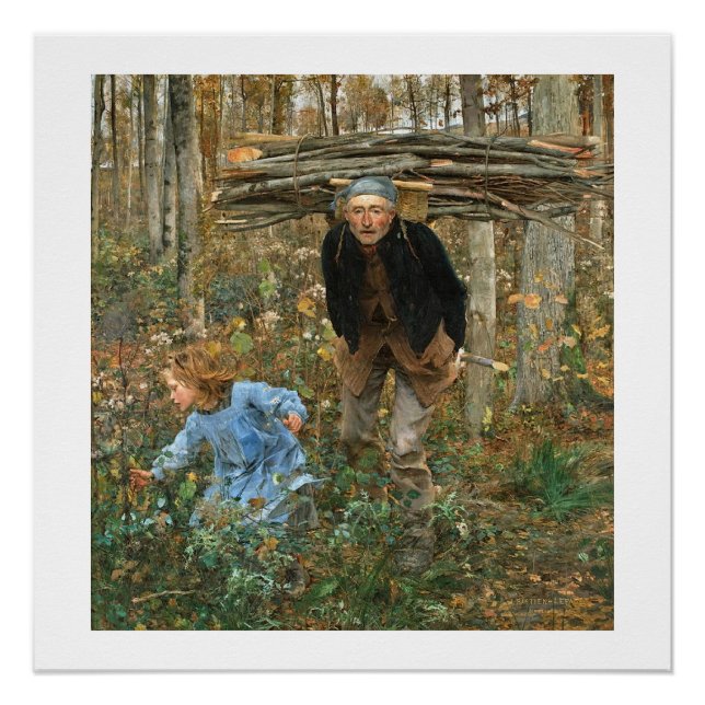Póster El recolector de leña - Jules Bastien-Lepage, 1881 (Anverso)