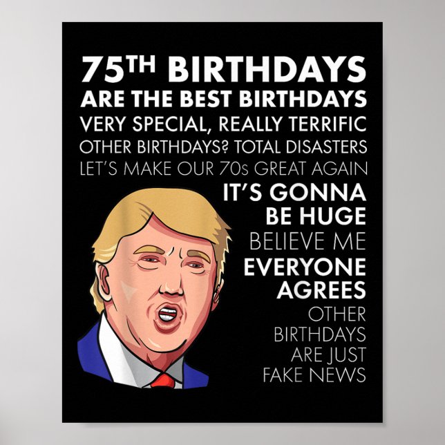 Póster El regalo de cumpleaños 75 es gracioso que Trump c (Frente)