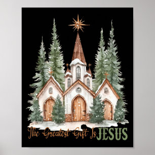 Póster El regalo más grande es Jesús Navidad cristiana