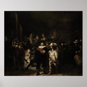 Póster El reloj nocturno de Rembrandt van Rijn