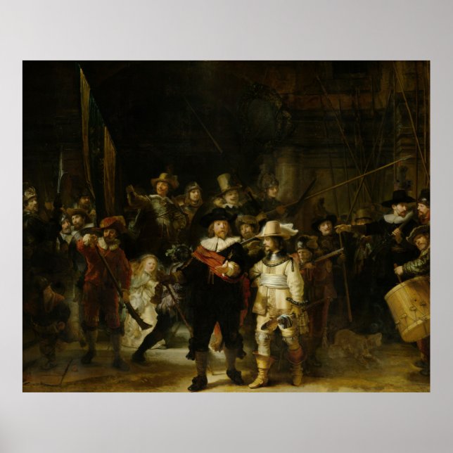 Póster El reloj nocturno, Rembrandt van Rijn (Frente)