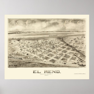 Póster EL Reno, mapa panorámico de la AUTORIZACIÓN - 1891