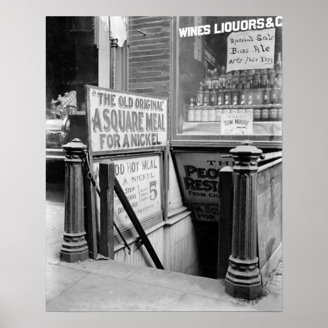 Póster El Restaurante De Cinco Céntimos, 1915. Foto de co (Frente)