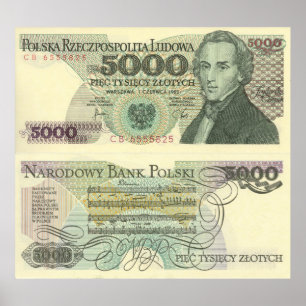 Póster El retrato de Chopin en el poster polaco de la