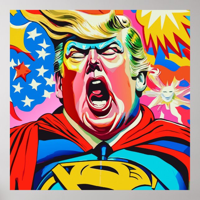 Póster El retrato de Donald Trump, el famoso superhéroe c (Frente)