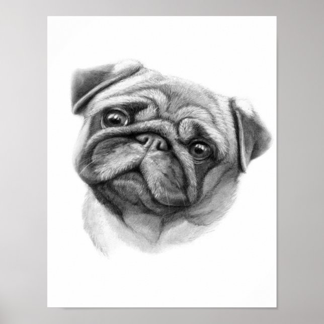 Póster El retrato de Pug | Cara de perro de cerdo (Frente)
