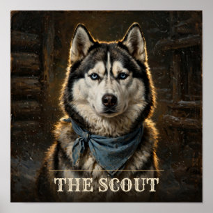 Póster El retrato occidental vintage del perro husky sibe