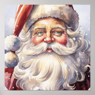 Póster El retro Santa Claus en un Navidad Gorra rojo