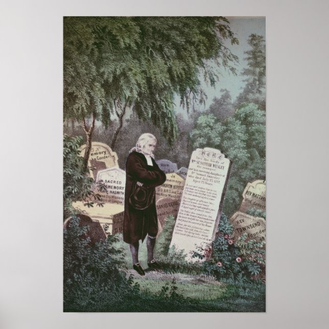 Póster El reverendo John Wesley visitando la tumba de su  (Frente)