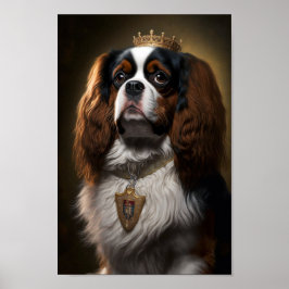 Póster El rey Charles Cavalier Spaniel con Poster de la C
