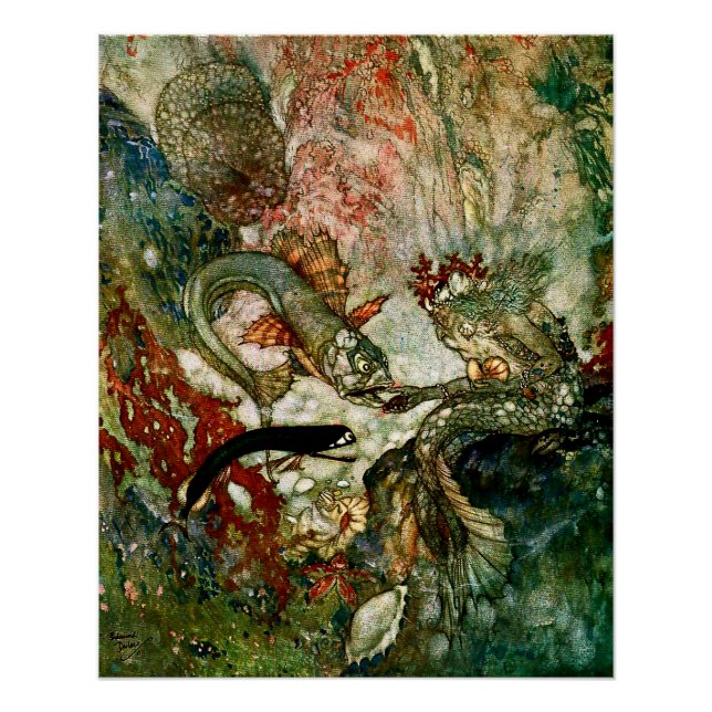 Póster "El rey de la sirena" por Edmund Dulac (Anverso)