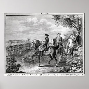 Póster El rey Federico II de Prusia revisando la