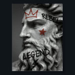 Póster El rey rebelde del graffiti se rompe con corona<br><div class="desc">Una audaz fusión de escultura clásica y arte callejero moderno. Con etiquetas de graffiti en un legendario busto de mármol,  esta pieza une rebelión y estilo en un potente lienzo.</div>