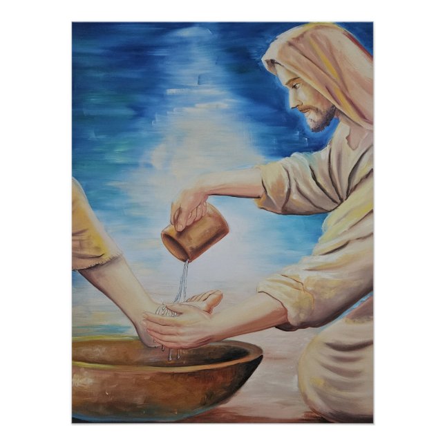 Póster El Rey Siervo: Jesús Lavando Pies  (Anverso)