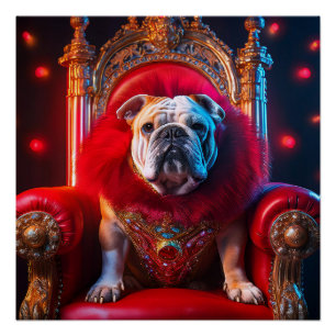 Póster El Rey Winnie El Bulldog En Su Trono